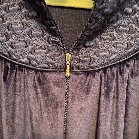 CROWNTUFT Velvet Dark Blue Women’s Vintage Substantial Robe S - Picture 7 of 15